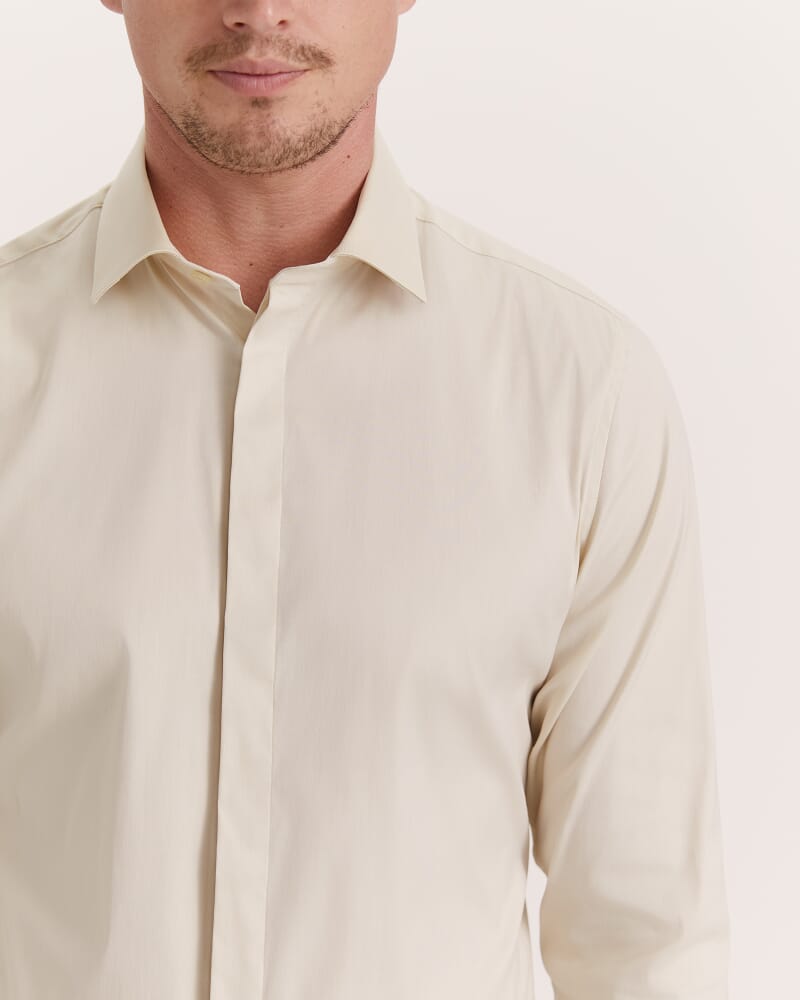 Stretch Poplin Shirt in LIGHT KHAKI
