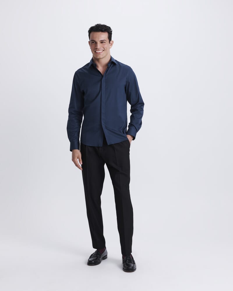 Stretch Poplin Shirt in NAVY