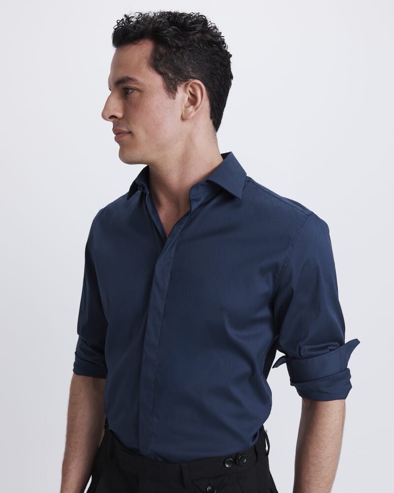 Stretch Poplin Shirt in NAVY