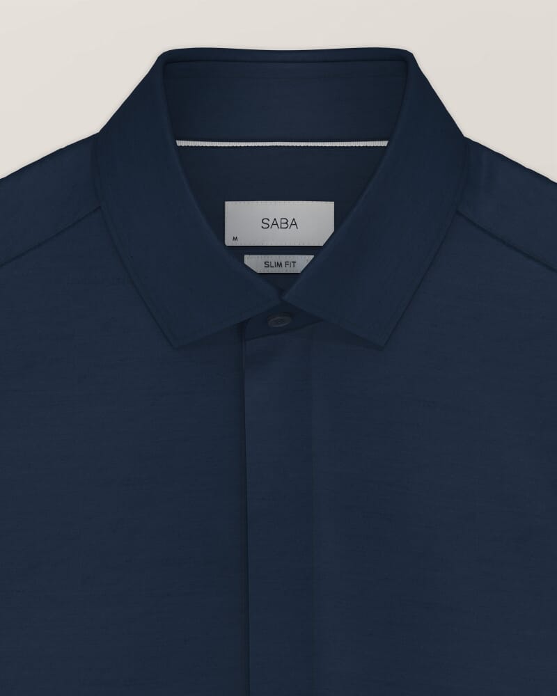 Stretch Poplin Shirt in NAVY