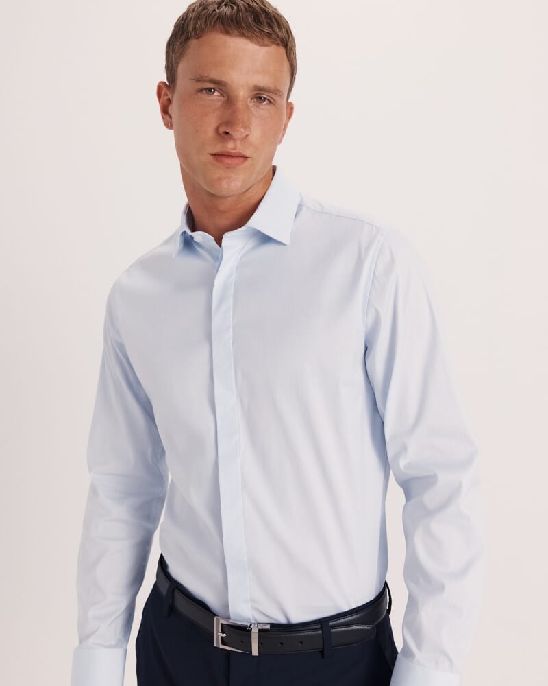 Stretch Poplin Shirt in PALE BLUE