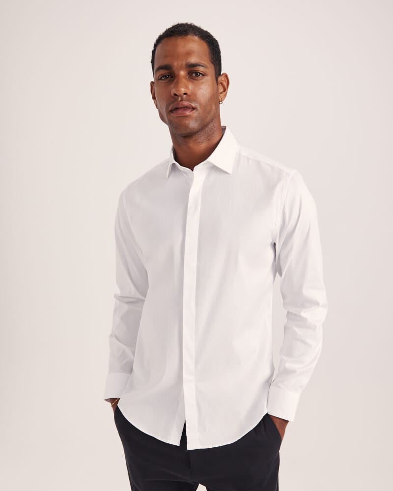 Stretch Poplin Shirt in WHITE