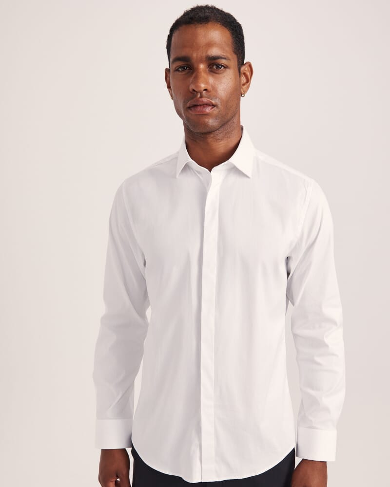 Stretch Poplin Shirt in WHITE