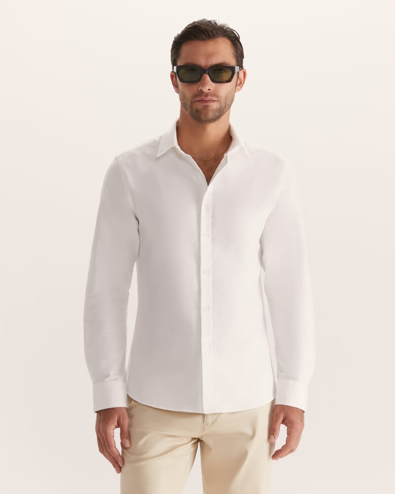 Justin Easy Care Textured Occasion Shirt in WHITE