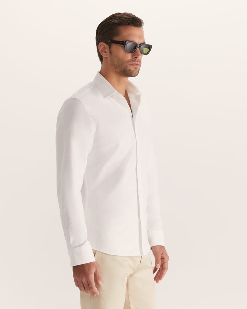 Justin Easy Care Textured Occasion Shirt in WHITE