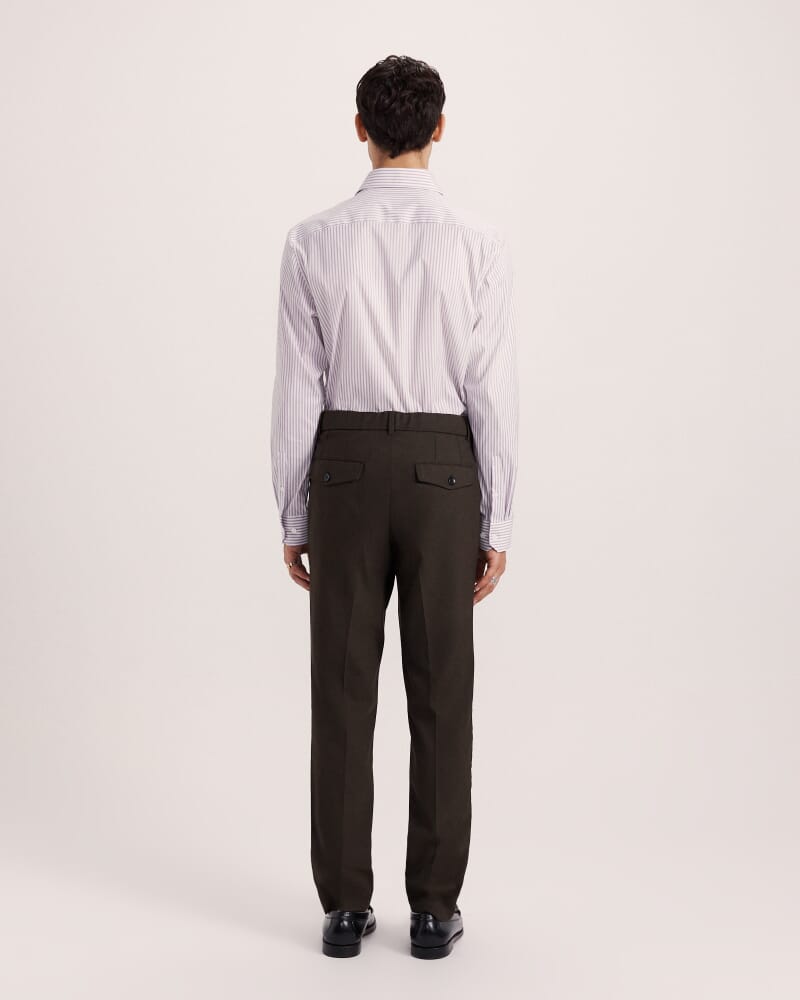 Calvin Long Sleeve Slim Stripe Shirt in LILAC/WHITE