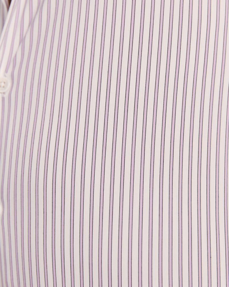 Calvin Long Sleeve Slim Stripe Shirt in LILAC/WHITE