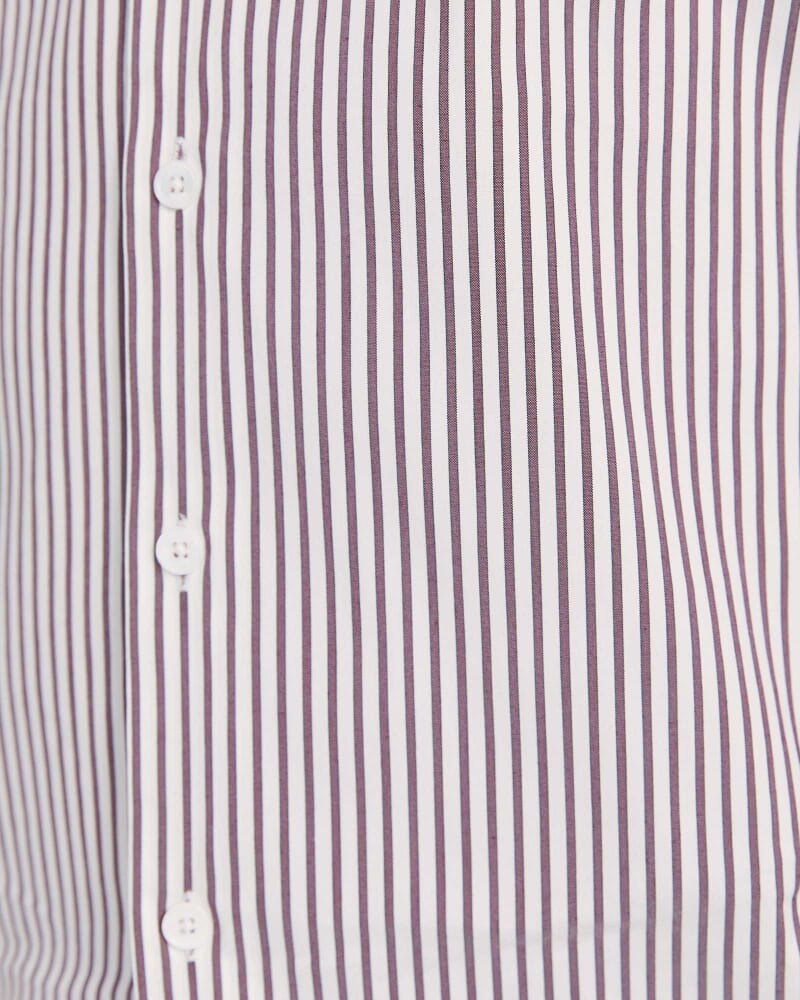 Calvin Long Sleeve Slim Stripe Shirt in MERLOT