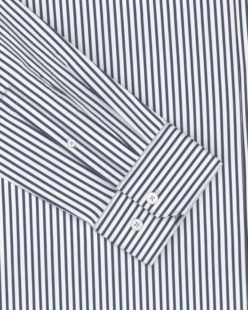 Calvin Long Sleeve Slim Stripe Shirt in NAVY/WHITE