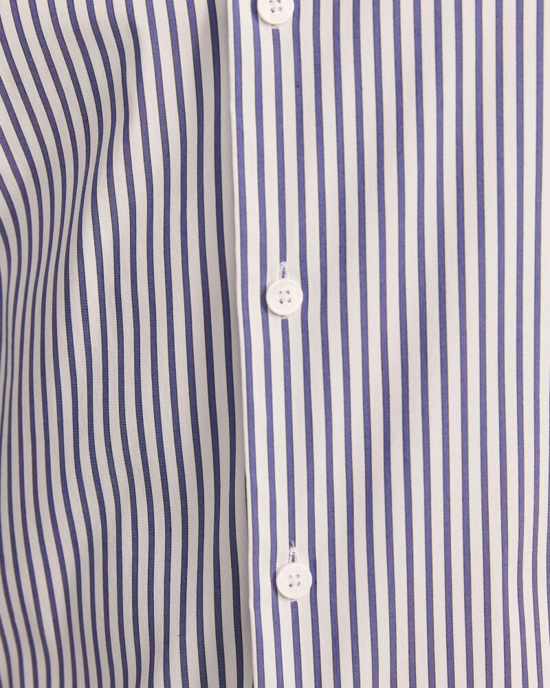 Calvin Long Sleeve Slim Stripe Shirt in NAVY/WHITE