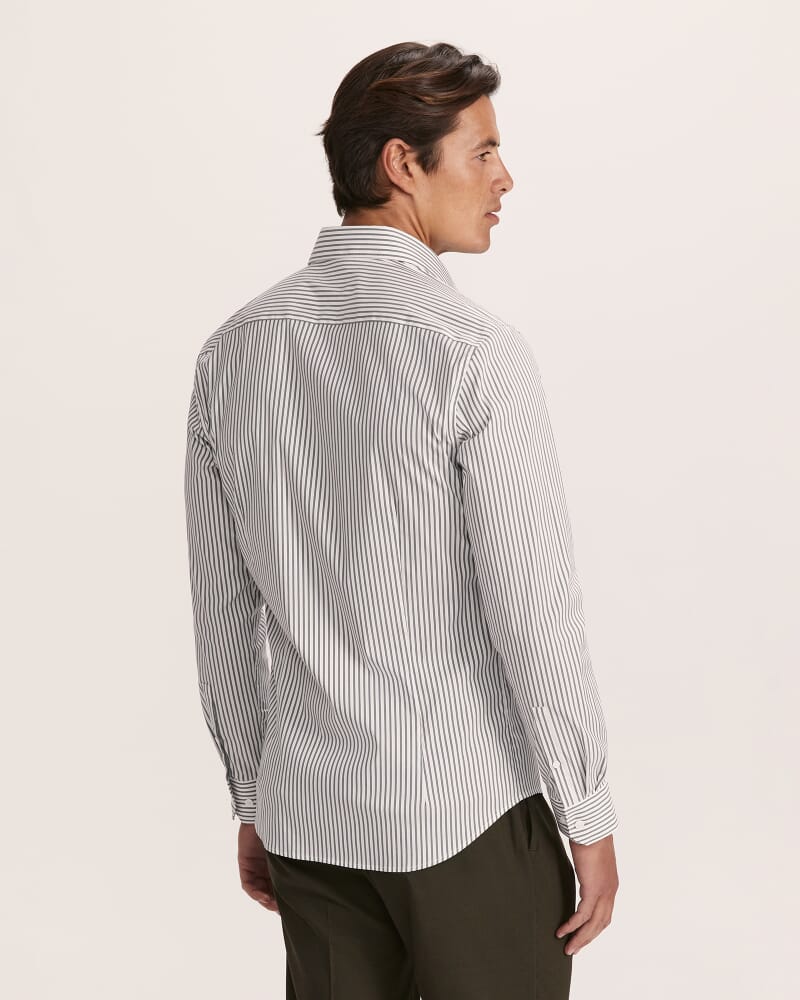 Calvin Long Sleeve Slim Stripe Shirt in PETROL