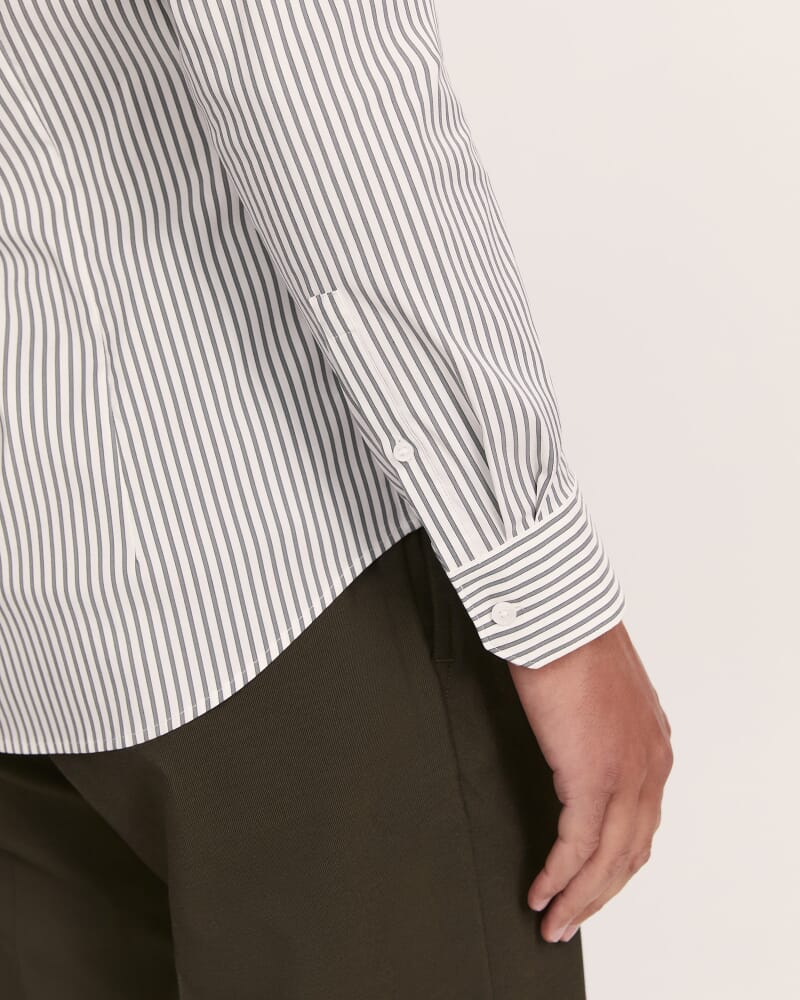 Calvin Long Sleeve Slim Stripe Shirt in PETROL