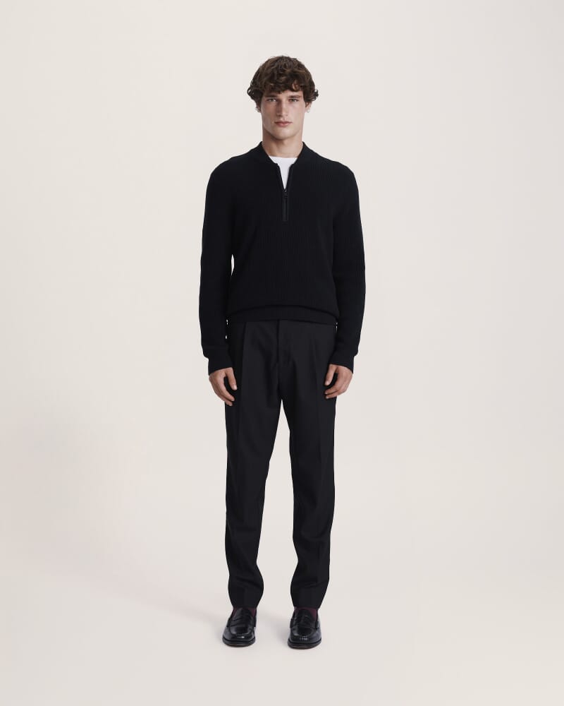 Angus Quarter Zip Knit in BLACK