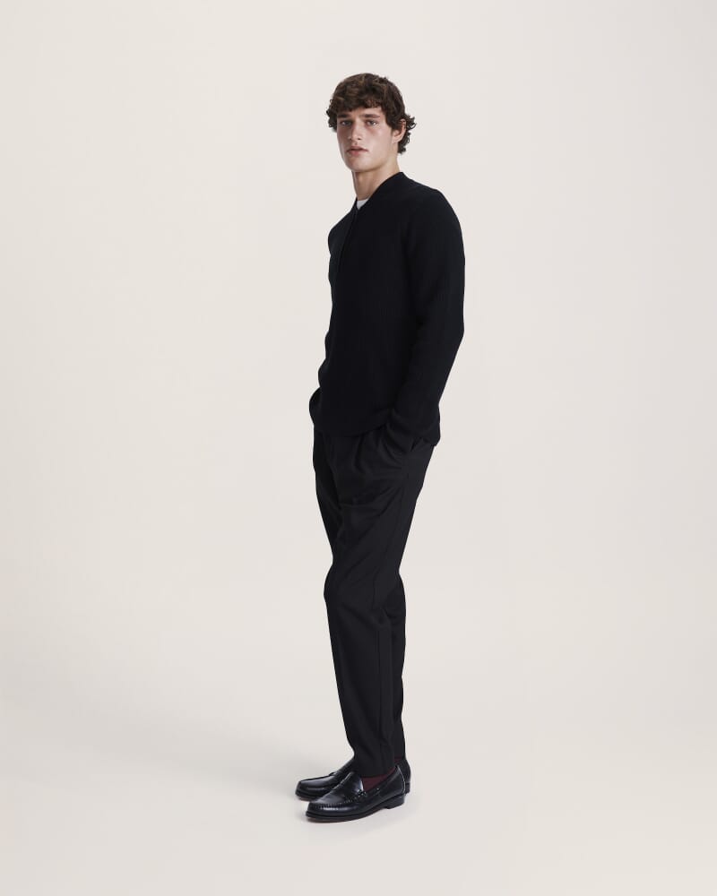 Angus Quarter Zip Knit in BLACK