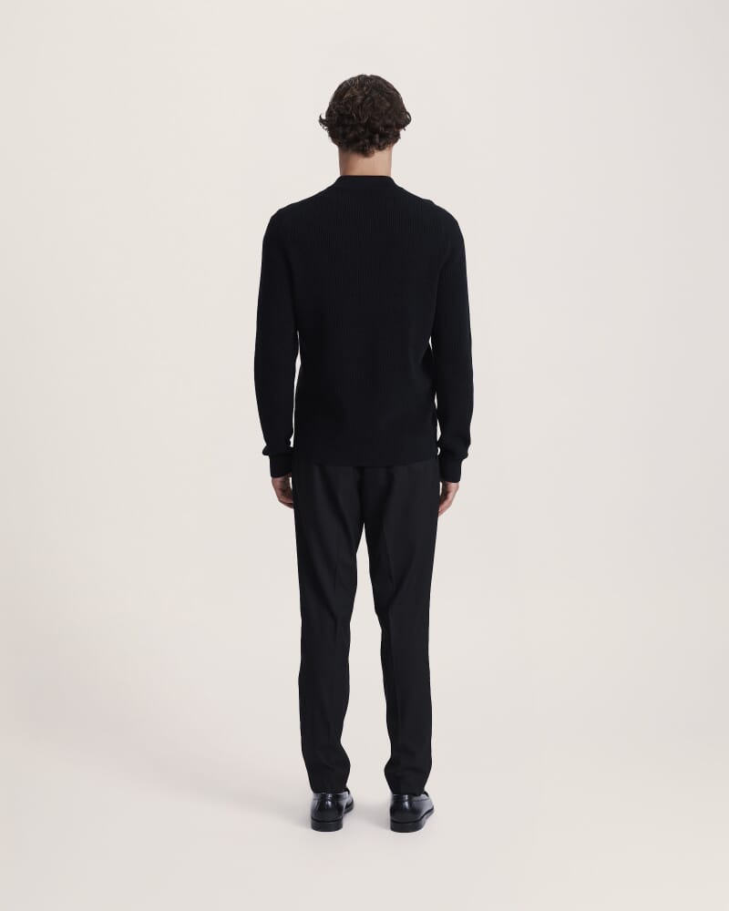 Angus Quarter Zip Knit in BLACK