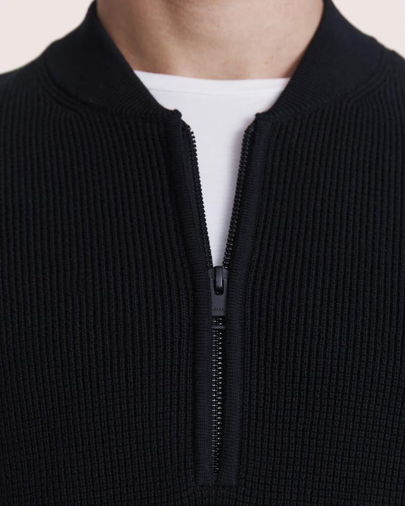 Angus Quarter Zip Knit in BLACK