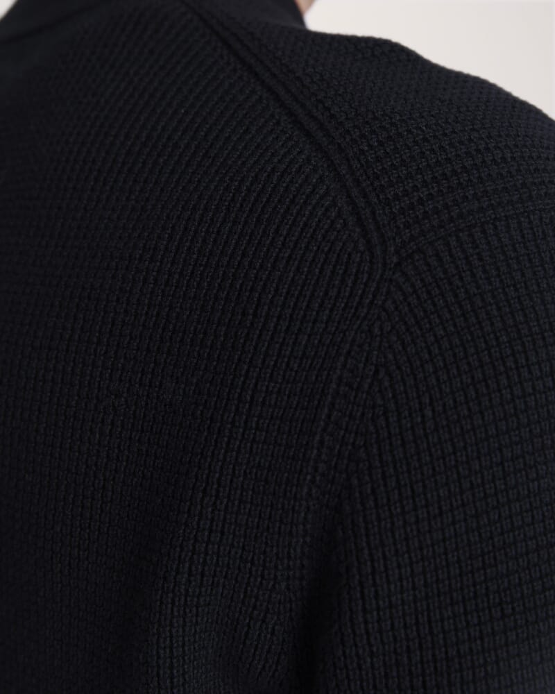 Angus Quarter Zip Knit in BLACK
