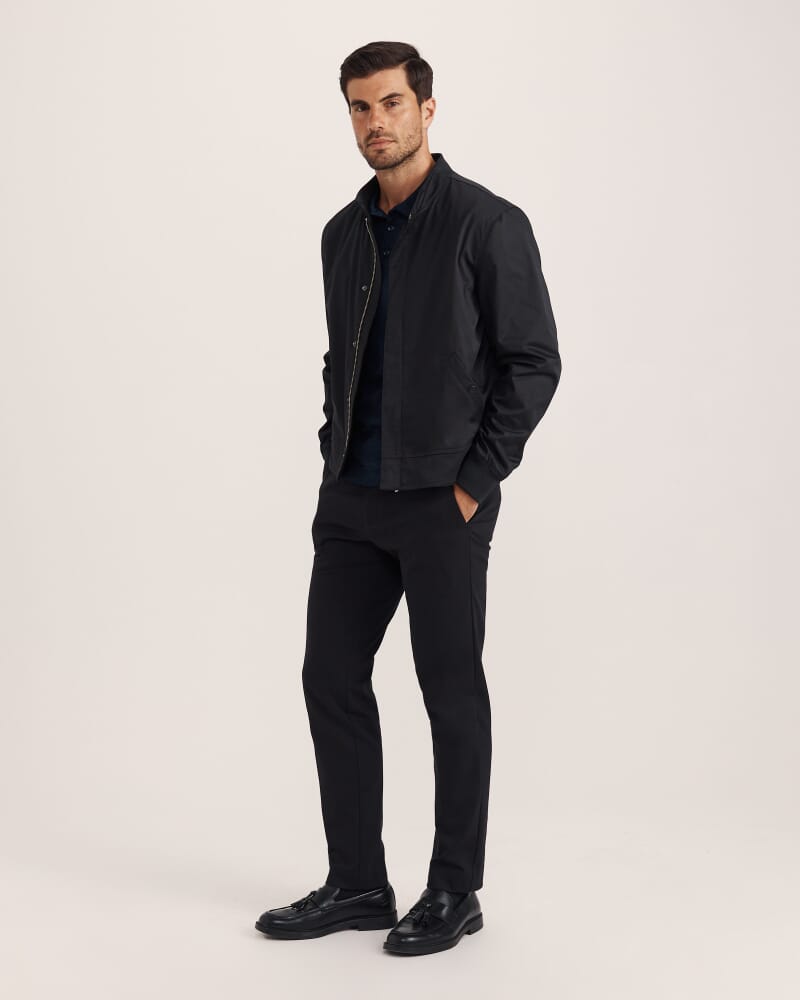 Franklin Merino Wool Long Sleeve Polo in NAVY