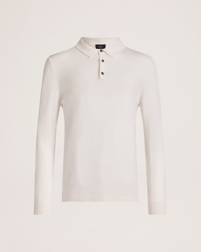 Franklin Merino Wool Long Sleeve Polo in OFF WHITE