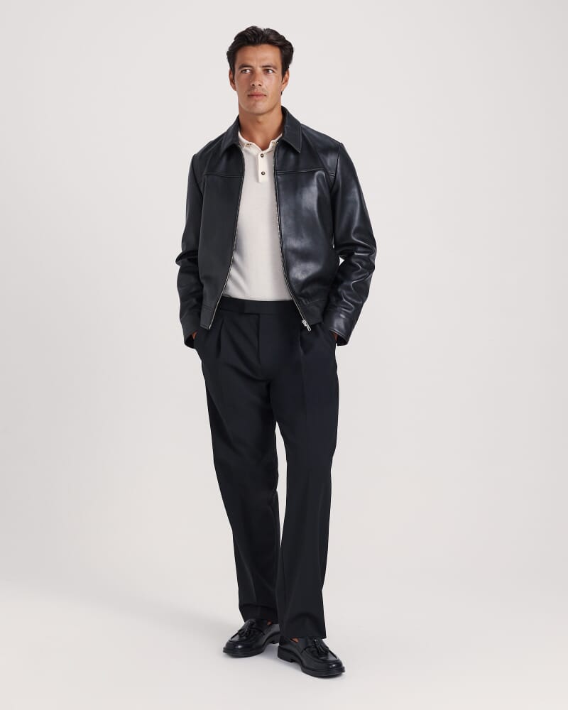 Franklin Merino Wool Long Sleeve Polo in OFF WHITE