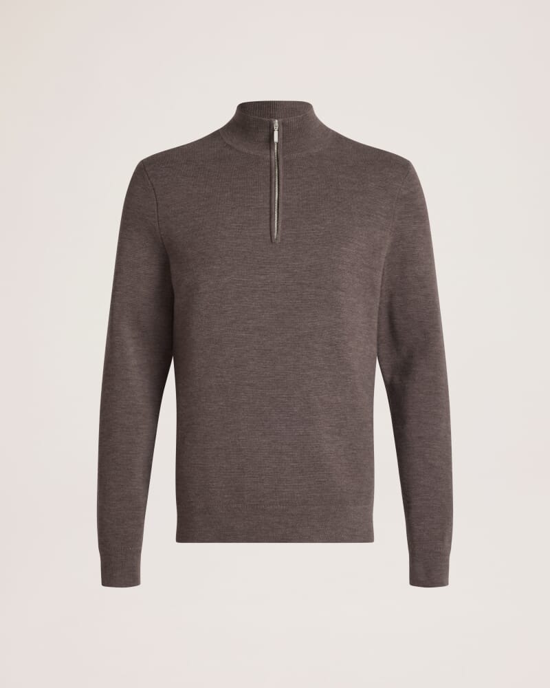 Franklin Quarter Zip Wool Knit Polo in BARK