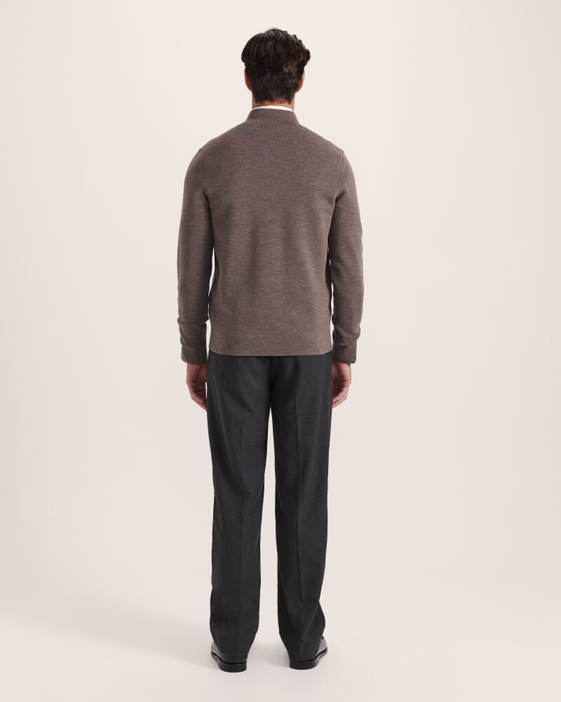 Franklin Quarter Zip Wool Knit Polo in BARK