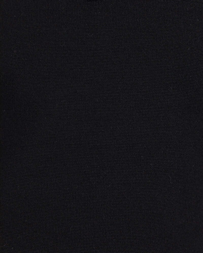 Franklin Quarter Zip Wool Knit Polo in BLACK
