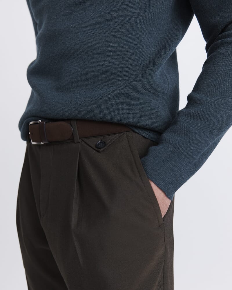 Franklin Quarter Zip Wool Knit Polo in FOREST