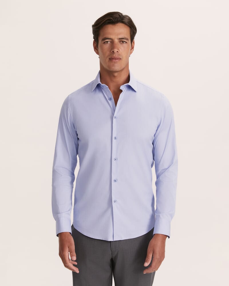 Flynn Long Sleeve Stretch Shirt in BLUE/WHITE