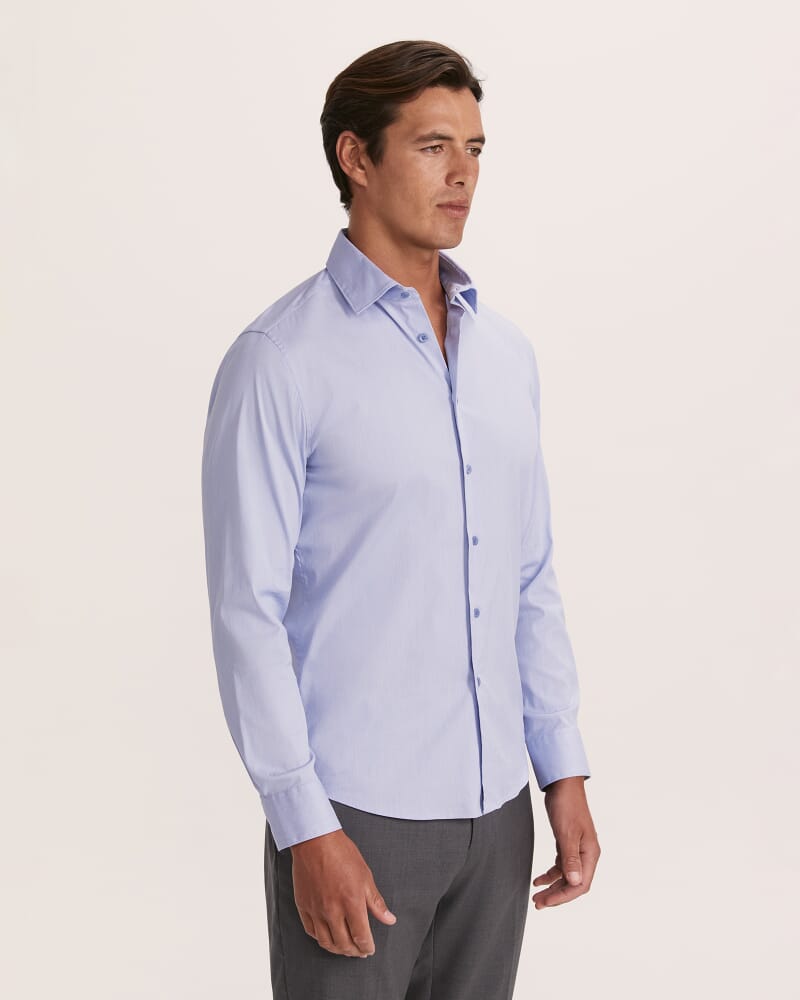 Flynn Long Sleeve Stretch Shirt in BLUE/WHITE