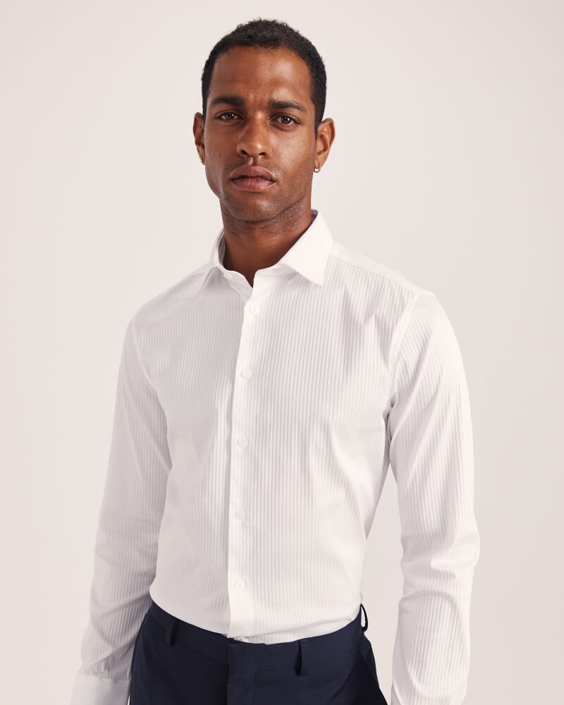 Artemis Stripe Stretch Shirt in WHITE