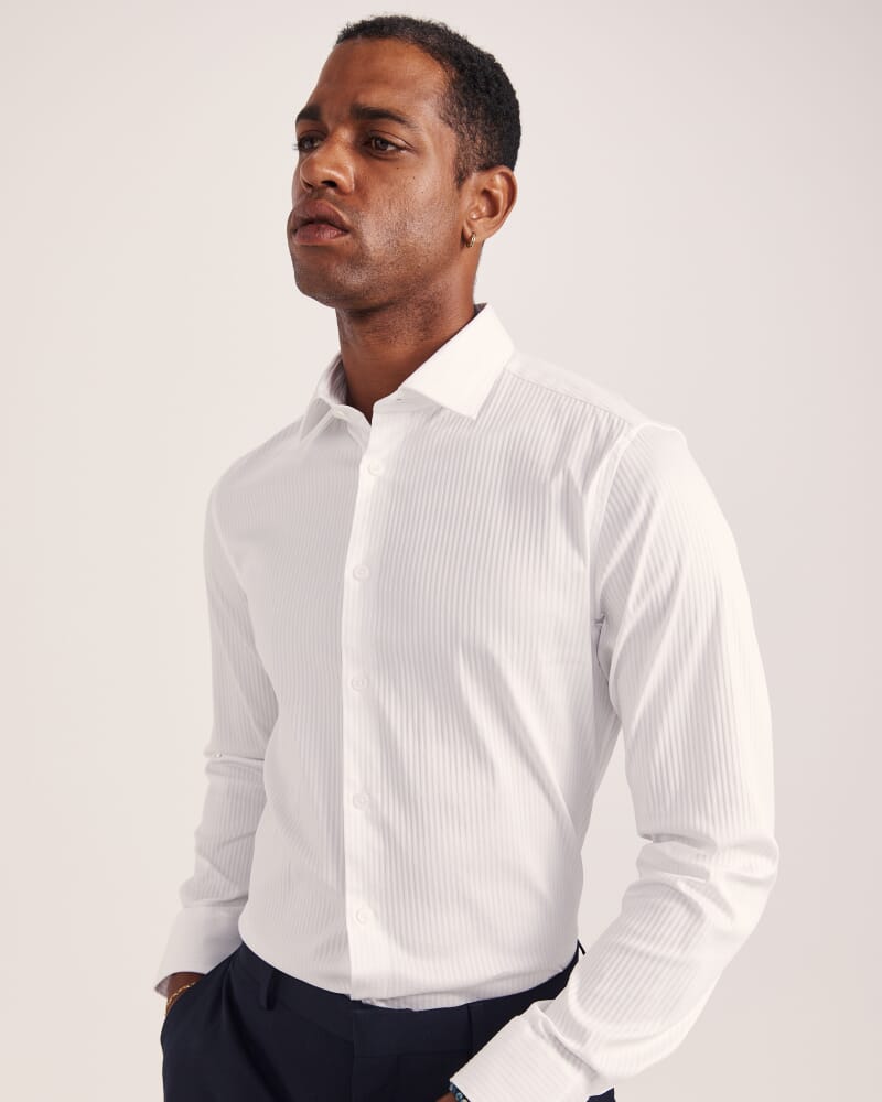 Artemis Stripe Stretch Shirt in WHITE