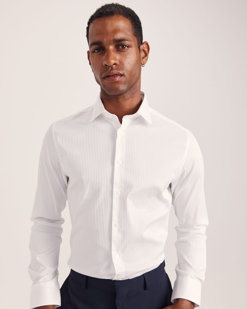 Artemis Stripe Stretch Shirt in WHITE
