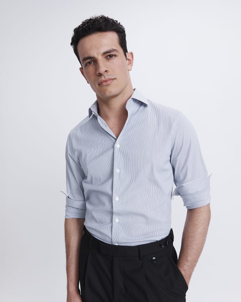 Lucian Stripe Stretch Shirt in BLUE/WHITE