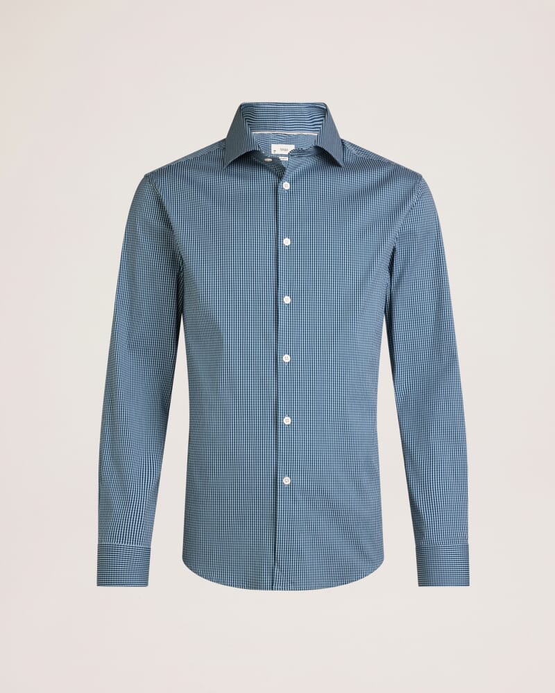 Lucian Long Sleeve Stretch Check Shirt in DEEP BLUE