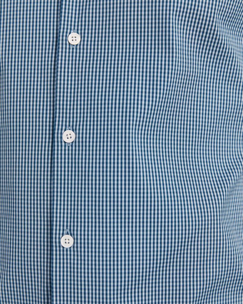 Lucian Long Sleeve Stretch Check Shirt in DEEP BLUE