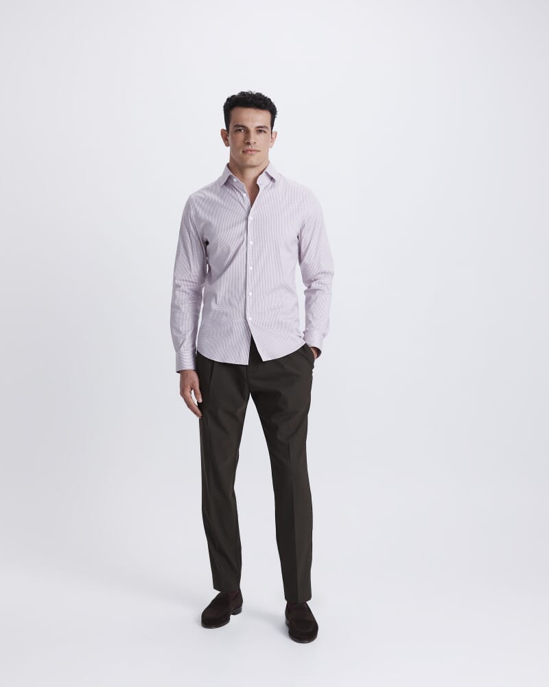 Lucian Long Sleeve Stretch Check Shirt in FIG