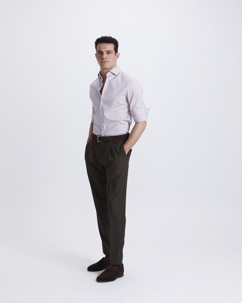 Lucian Long Sleeve Stretch Check Shirt in FIG