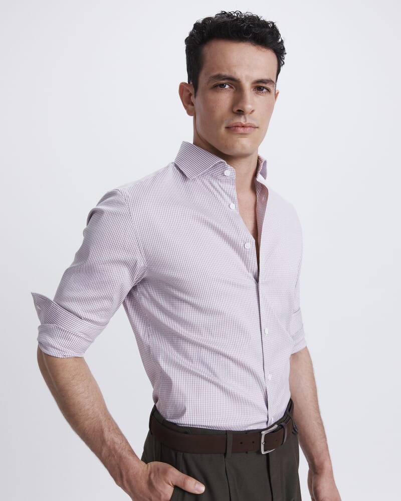 Lucian Long Sleeve Stretch Check Shirt in FIG