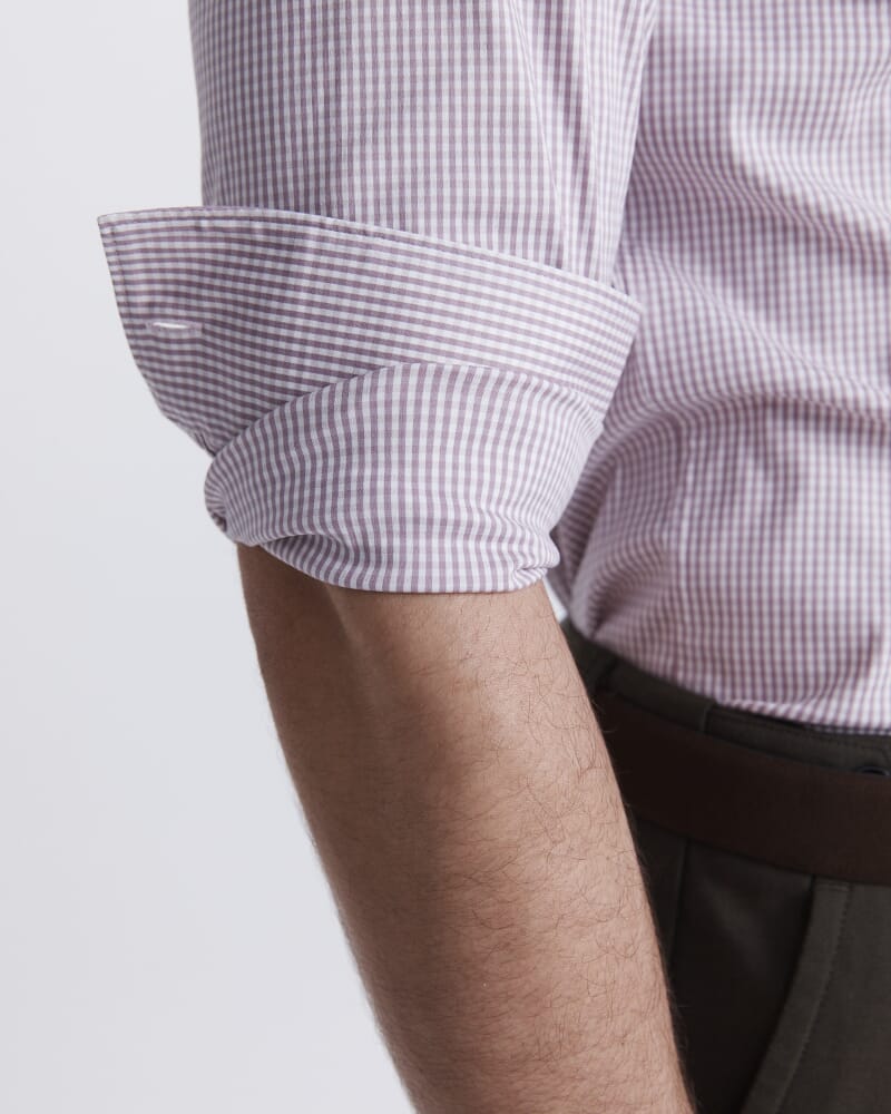 Lucian Long Sleeve Stretch Check Shirt in FIG