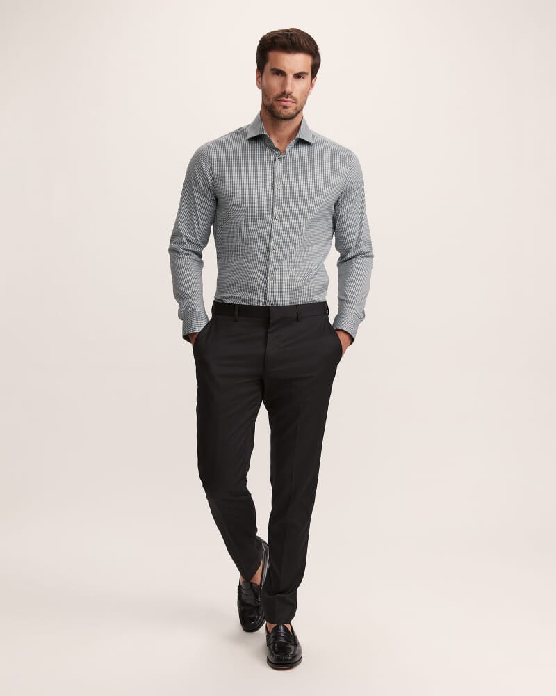 Lucian Long Sleeve Stretch Check Shirt in PETROL