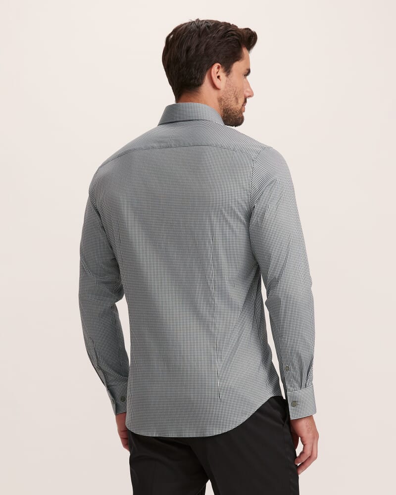 Lucian Long Sleeve Stretch Check Shirt in PETROL
