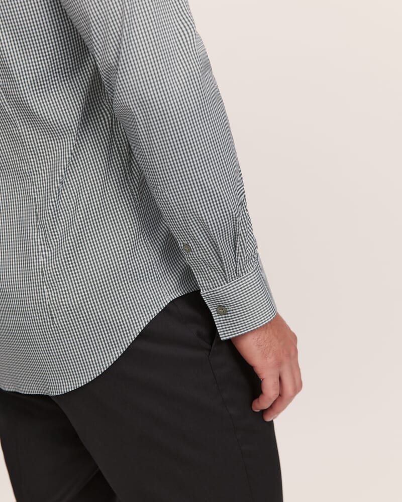 Lucian Long Sleeve Stretch Check Shirt in PETROL