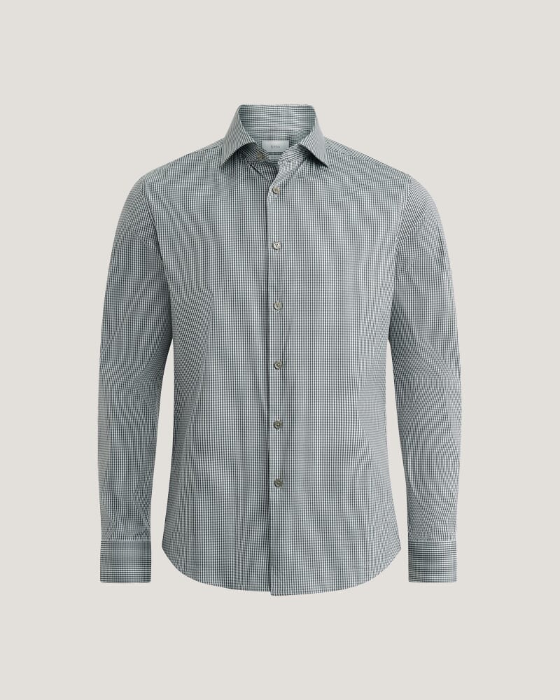 Lucian Long Sleeve Stretch Check Shirt in PETROL