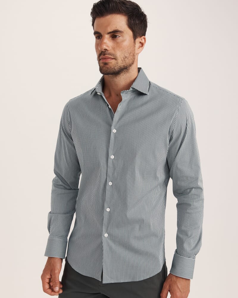 Lucian Long Sleeve Stretch Check Shirt in PINE