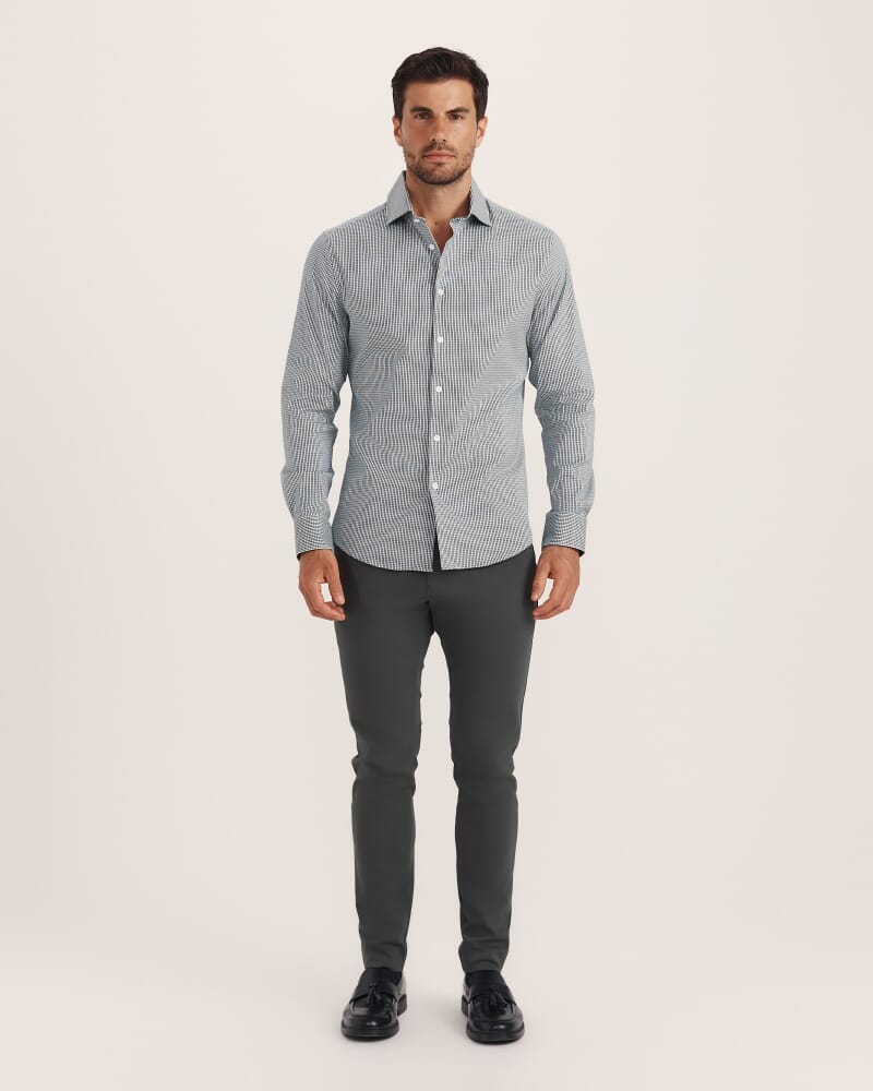 Lucian Long Sleeve Stretch Check Shirt in PINE