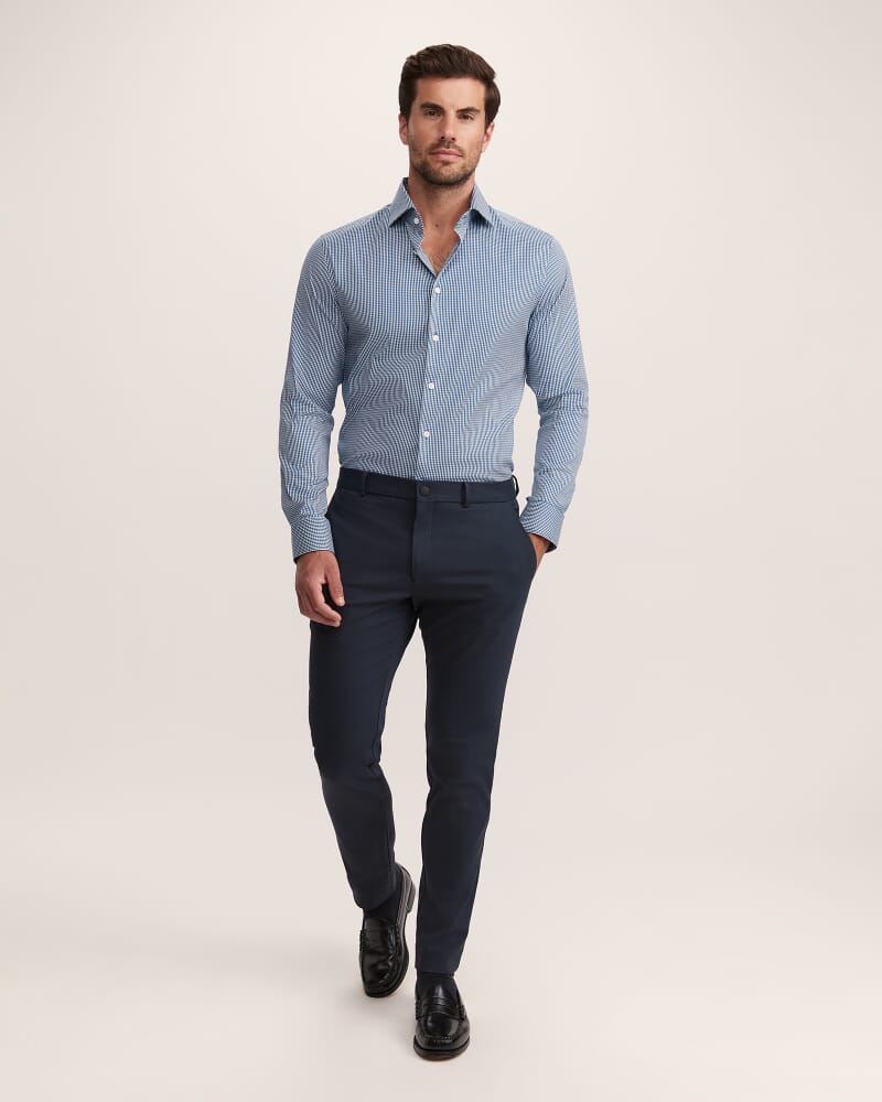 Lucian Long Sleeve Stretch Check Shirt in ROYAL BLUE