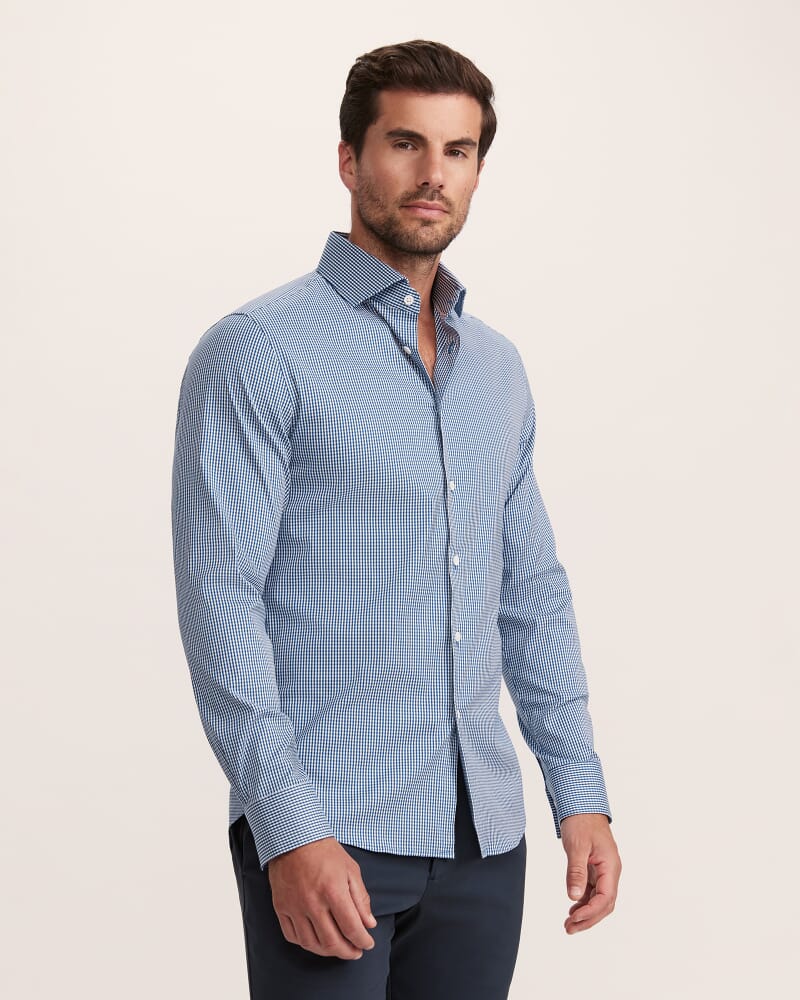 Lucian Long Sleeve Stretch Check Shirt in ROYAL BLUE