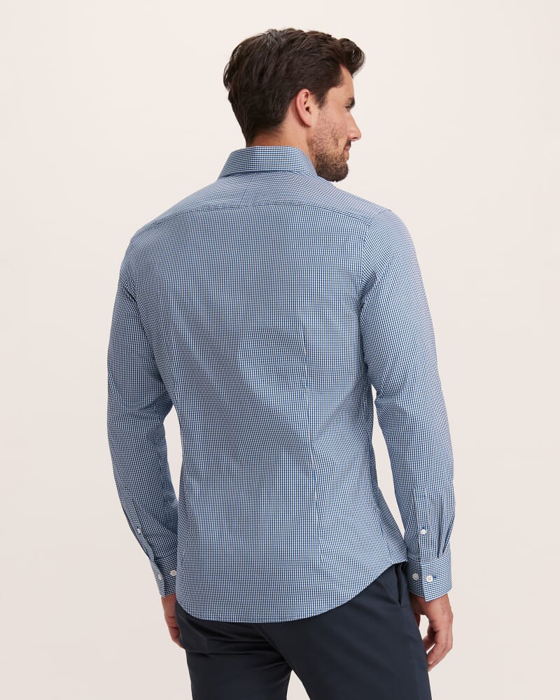 Lucian Long Sleeve Stretch Check Shirt in ROYAL BLUE