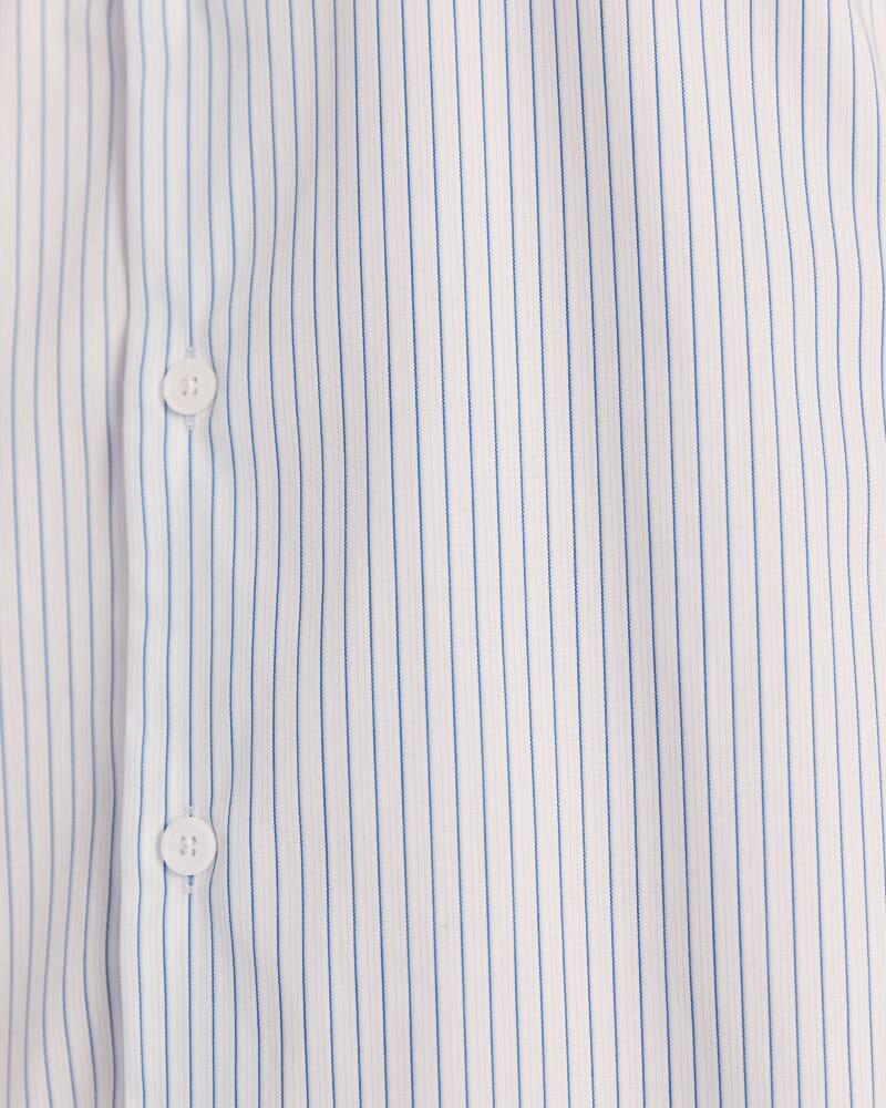 Prince Long Sleeve Tapered Stripe Shirt in SKY/WHITE